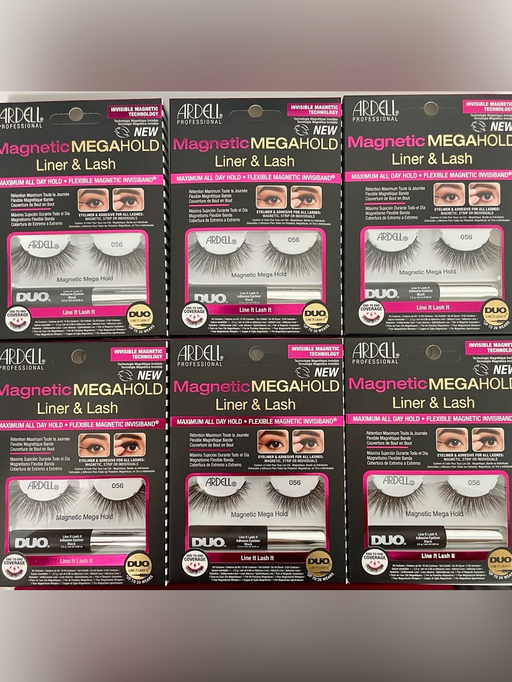 Ardell Magnetic Mega Hold Liner & Lash Set #056 - 6 pack - Lash Glue Included